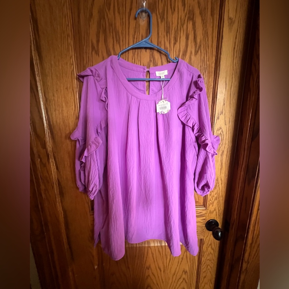 ODDY Women's Vibrant Purple Ruffle Blouse
